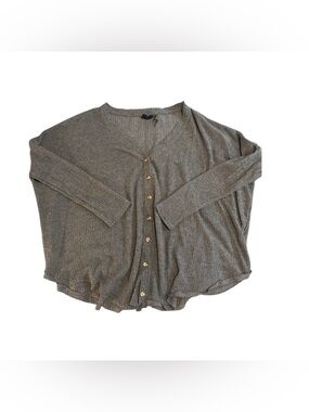 OUT FROM UNDER Lightweight Gray Button-Front Women's Sweater